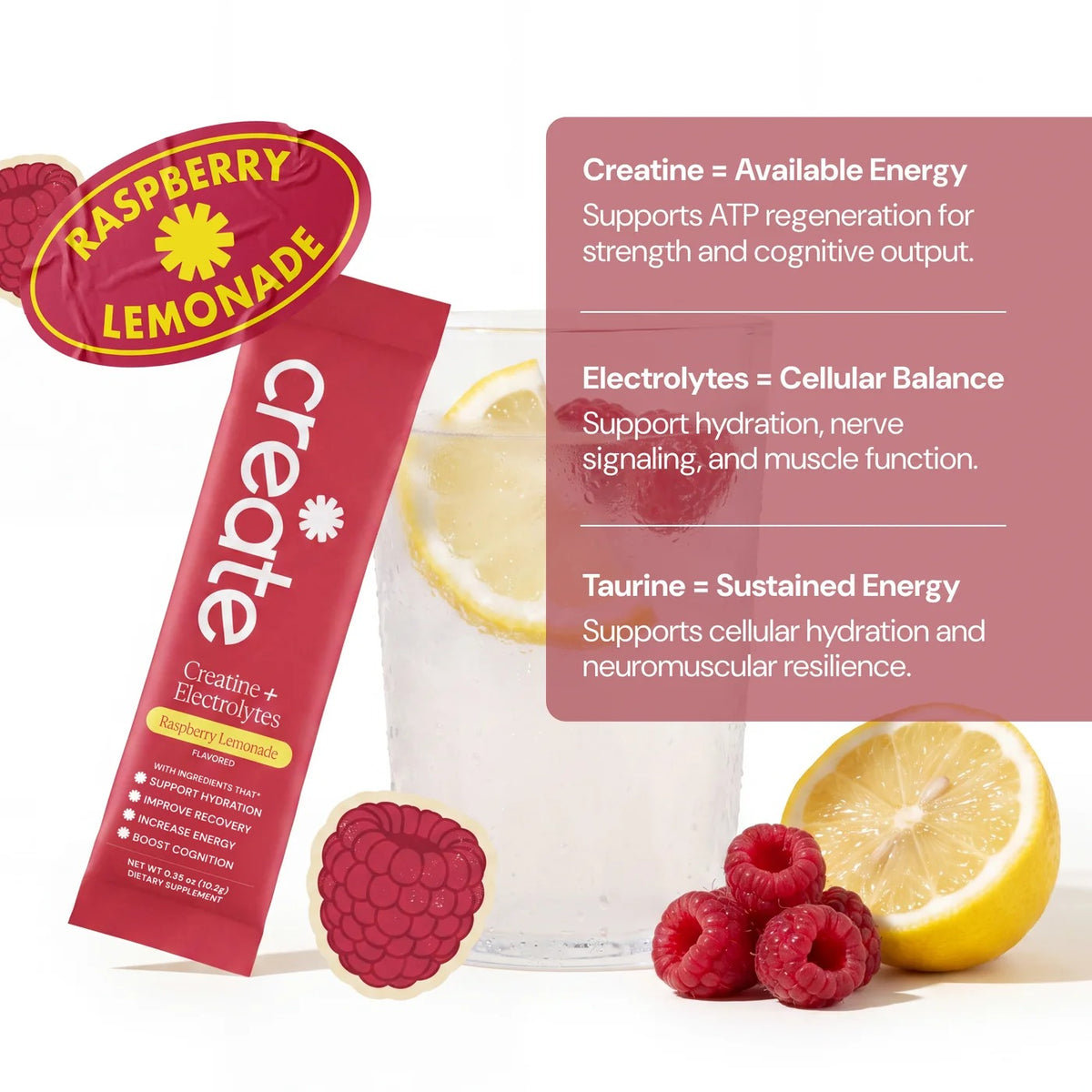 Creatine + Electrolytes Mix Raspberry Lemon